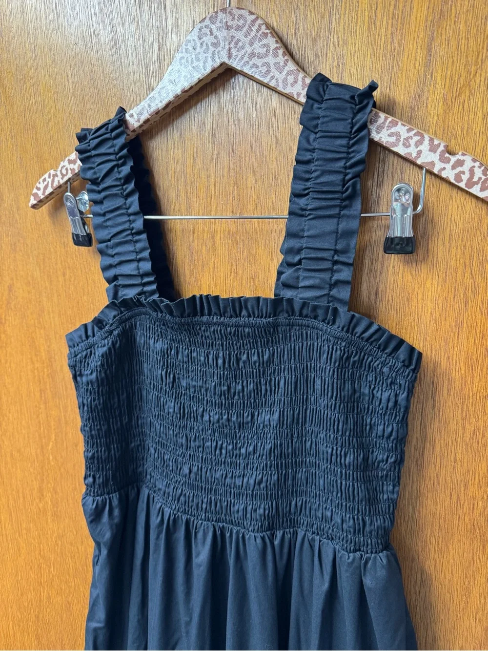 Abercrombie & Fitch Sleeveless Smocked Tiered Maxi Dress Long Black Large Petite
